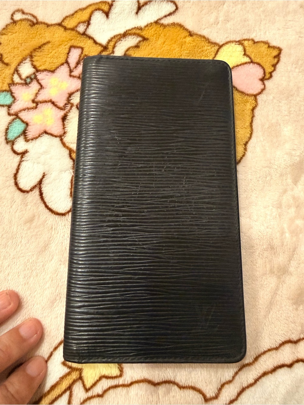 Louis Vuitton Black Textured Long Bifold Wallet